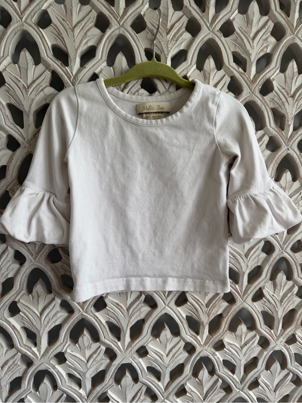 Matilda Jane Girls White Bell Sleeve Top Size 12M